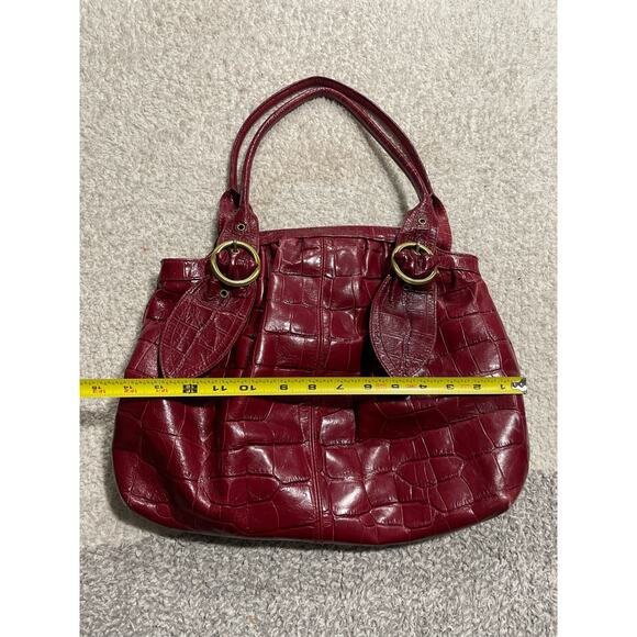 MAXX New York Embossed Aligator Croc Leather Satchel Handbag Shoulder Bag Red - Picture 2 of 10